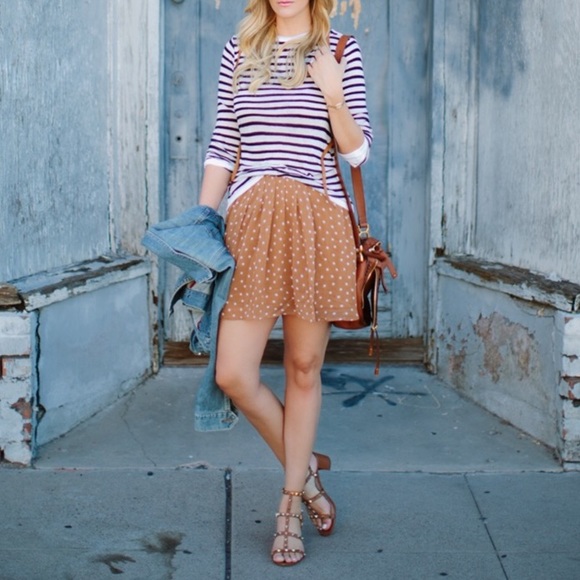 Old Navy Tan Polka Dot Layered Skirt Size Small - Picture 1 of 6